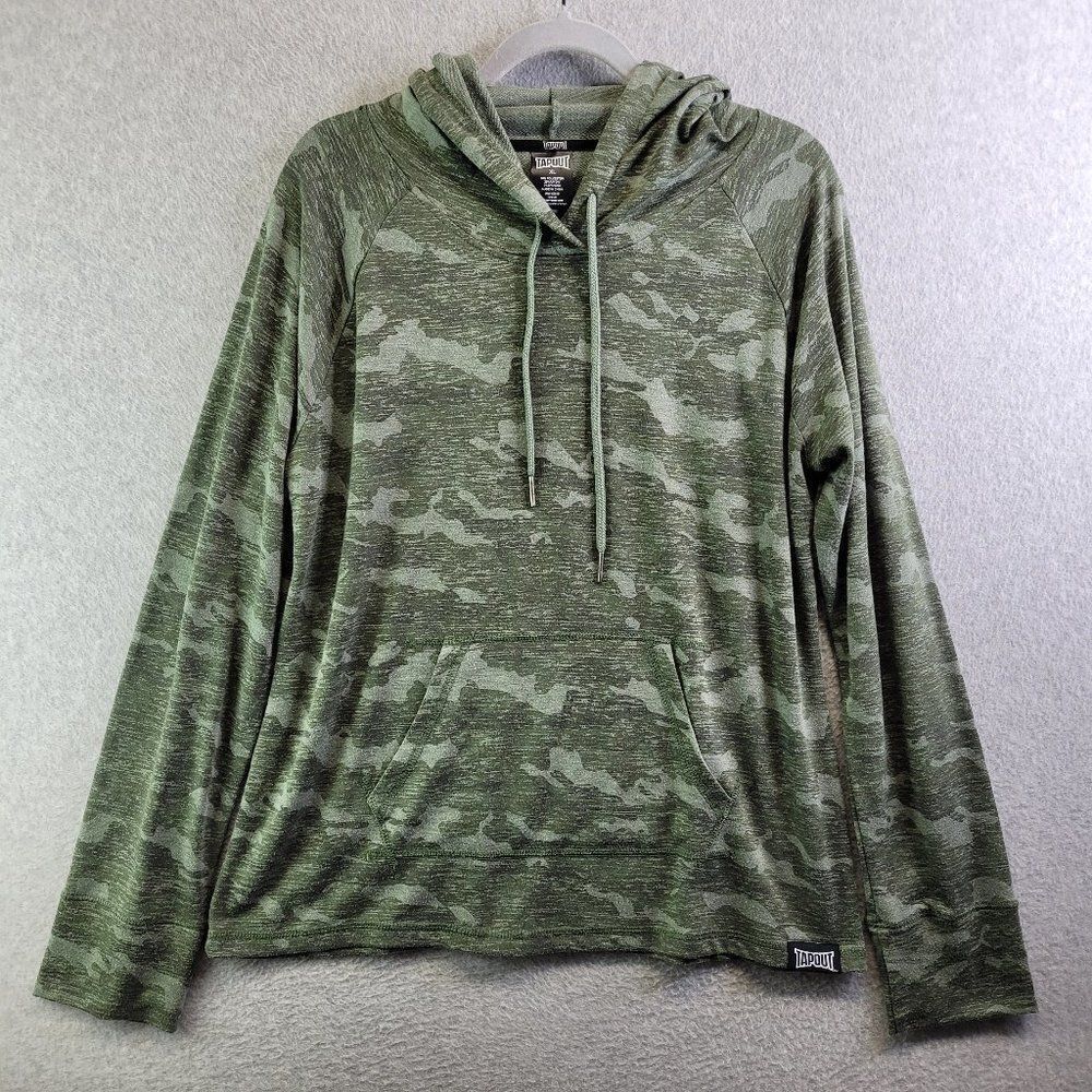 Tapout Hoodie Womens Extra Large Green Camo Pullover Pocket Stretch